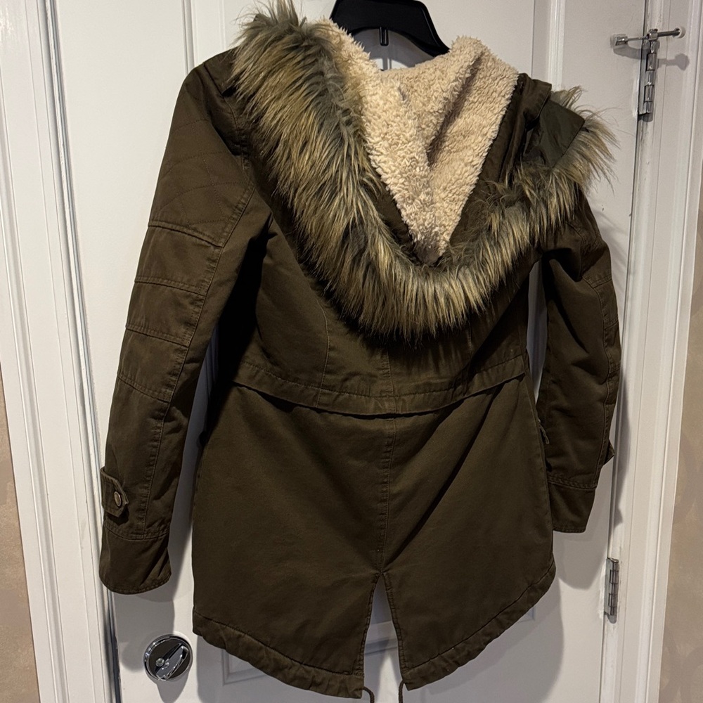 Bcbgeneration Green Utility Jacket With Faux Fur … - image 5